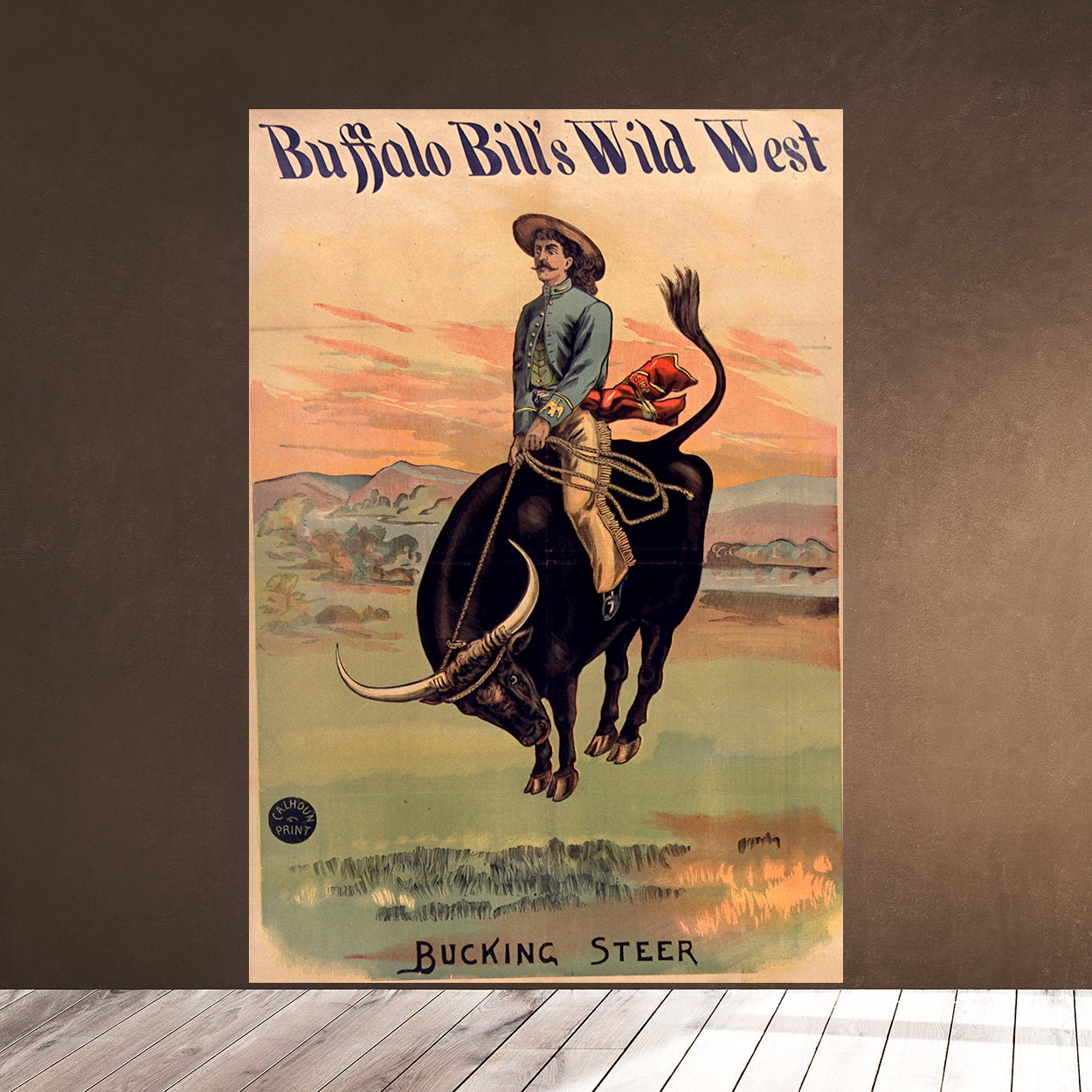 Printable Wall Art - Buffalo Bill's Wild West - Bucking Steer - Cowboy ...