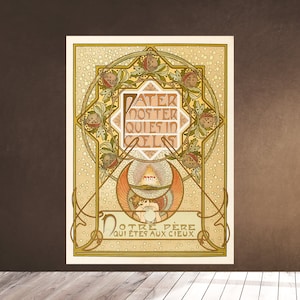 OUR FATHER Alphonse MUCHA 1899 - Alfons Mucha Modern Art - Christian Lord&#39;s Prayer - New Testament, Jesus Bible Wall Art Hanging Decor Print