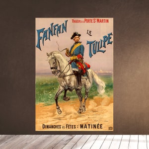 Printable Wall Art - Fanfan la Tulipe - Edouard Detaille 1895 Courmont freres (Paris). Theatre de la Porte St Martin vintage ad Downloadable