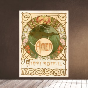 Amen - OUR FATHER Alphonse MUCHA 1899 - Alfons Mucha Modern Art - Christian Lord&#39;s Prayer - New Testament Bible Wall Art Hanging Decor Print