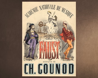 Printable Wall Art - Academie Nationale de Musique - Fausto - Goethe - Opera - Musique de Ch. Gounod Descargable