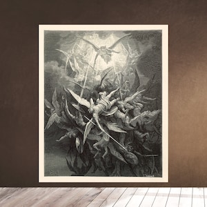 Druckbare Wandkunst - John Milton es Paradise Lost - Der Fall der Rebellenengel von Gustave Dore - Download