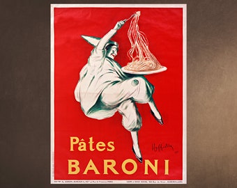 Afdrukbare kunst aan de muur - Oude Italiaanse pasta advertentie - Pates Baroni - Leonetto Cappiello - 1921 - Downloadable