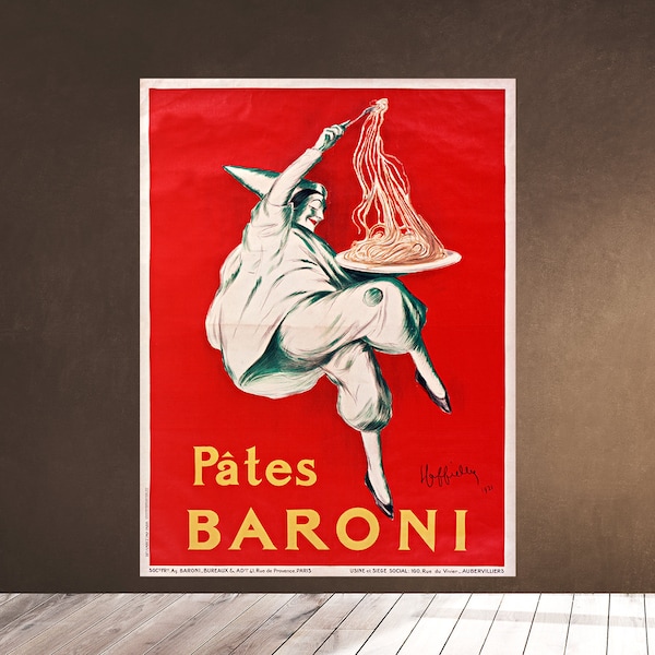 Printable Wall Art - Old Italian pasta advertisement - Pates Baroni - Leonetto Cappiello - 1921 - Downloadable