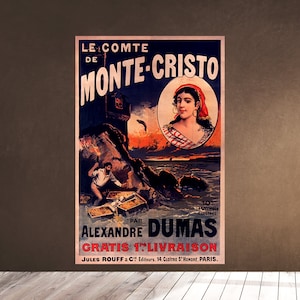 Printable Wall Art Vintage Le Comte de Monte-Cristo par Alexandre Dumas 19th century - Old Poster - Home Decor Wall Litho Descargable