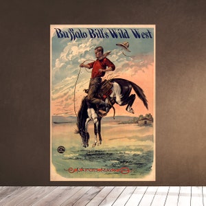 Druckbare Wandkunst - Buffalo Bill es Wild West - ein Bucking Bronco - Pferd Rodeo - Download