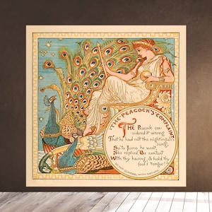 Printable Wall Art - The Peacock&#39;s Complaint - Walter Crane 1887 - Downloadable