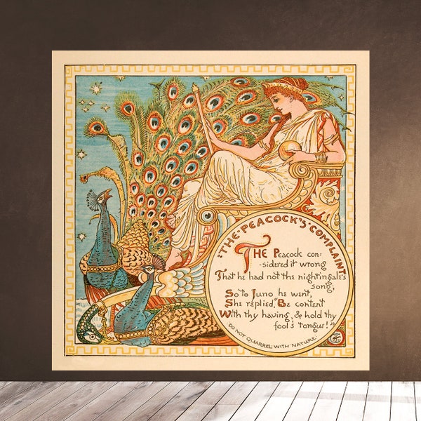 Printable Wall Art - The Peacock's Complaint - Walter Crane 1887 - Downloadable