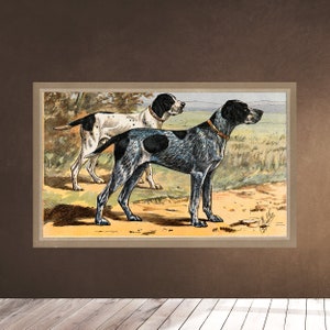 Printable Wall Art - Braque d&#39;Auvergne - Vintage Dog Illustration - Downloadable