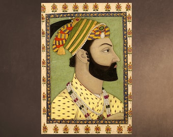 Prins van Perzië - PERZISCHE MINIATUUR Muraqqa Print Iran - Hoofd Man Islam Moslim Antieke Decor Muurschildering Download Downloadbare Afdrukbare