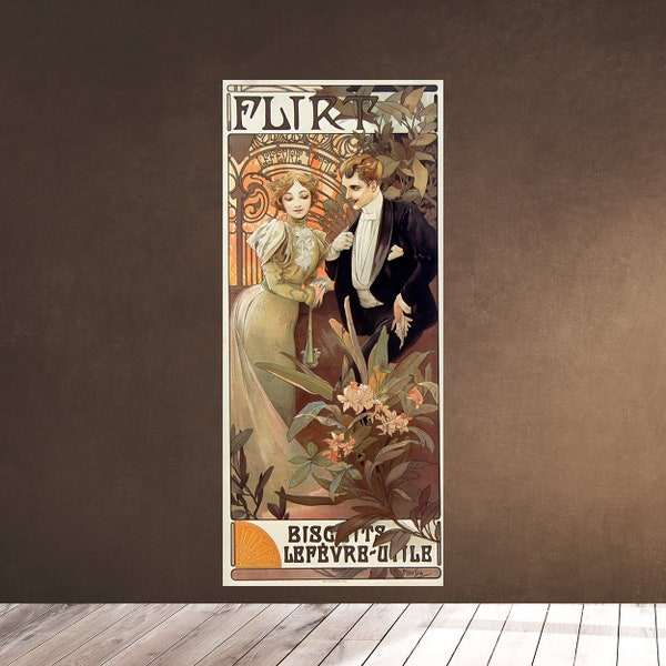 FLIRT BISCUITS Alphonse Mucha 1899 Flirt Mädchen stattlichen Gentleman - Lefevre-Utile - romantisch - Wand Kunst hängen Dekor Digitaldruck