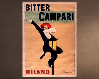 Bitter CAMPARI MILANO Vintage Ad 1912 Drink Poster - Restaurant Kitchen Bar Cafe - Leonetto Cappiello Lithograph Printable Wall Art Download
