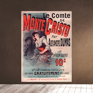 Printable Wall Art Vintage Le Comte de Monte-Cristo par Alexandre Dumas 19th century - Old Poster - Home Decor Wall Litho Downloadable