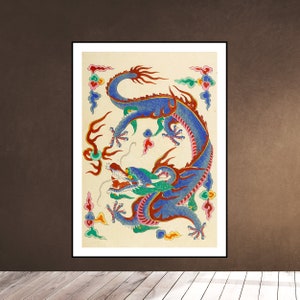 Korean Dragon East Asian legendary creature mythology folklore - Download Korea Vintage Print - High Resolution Downloadable Printable