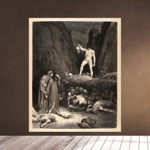 Printable Wall Art - The severed head of Bertrand de Born speaks to Dante - Illustrated Dante's Inferno by Gustave Dore - Downloadable