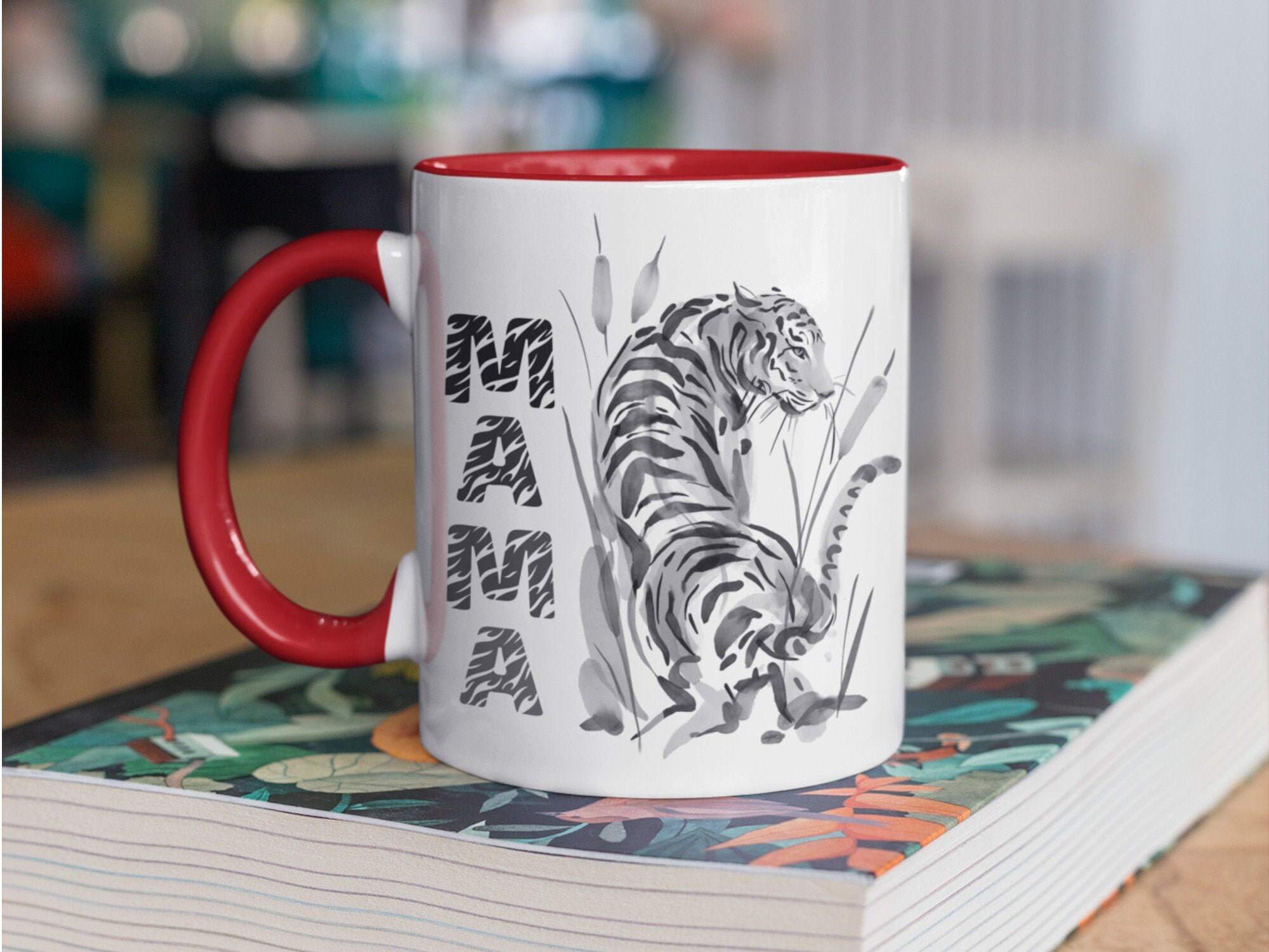 Mama Tiger Mug Gift For Mama Wildlife Watercolor Tiger Cup Etsy