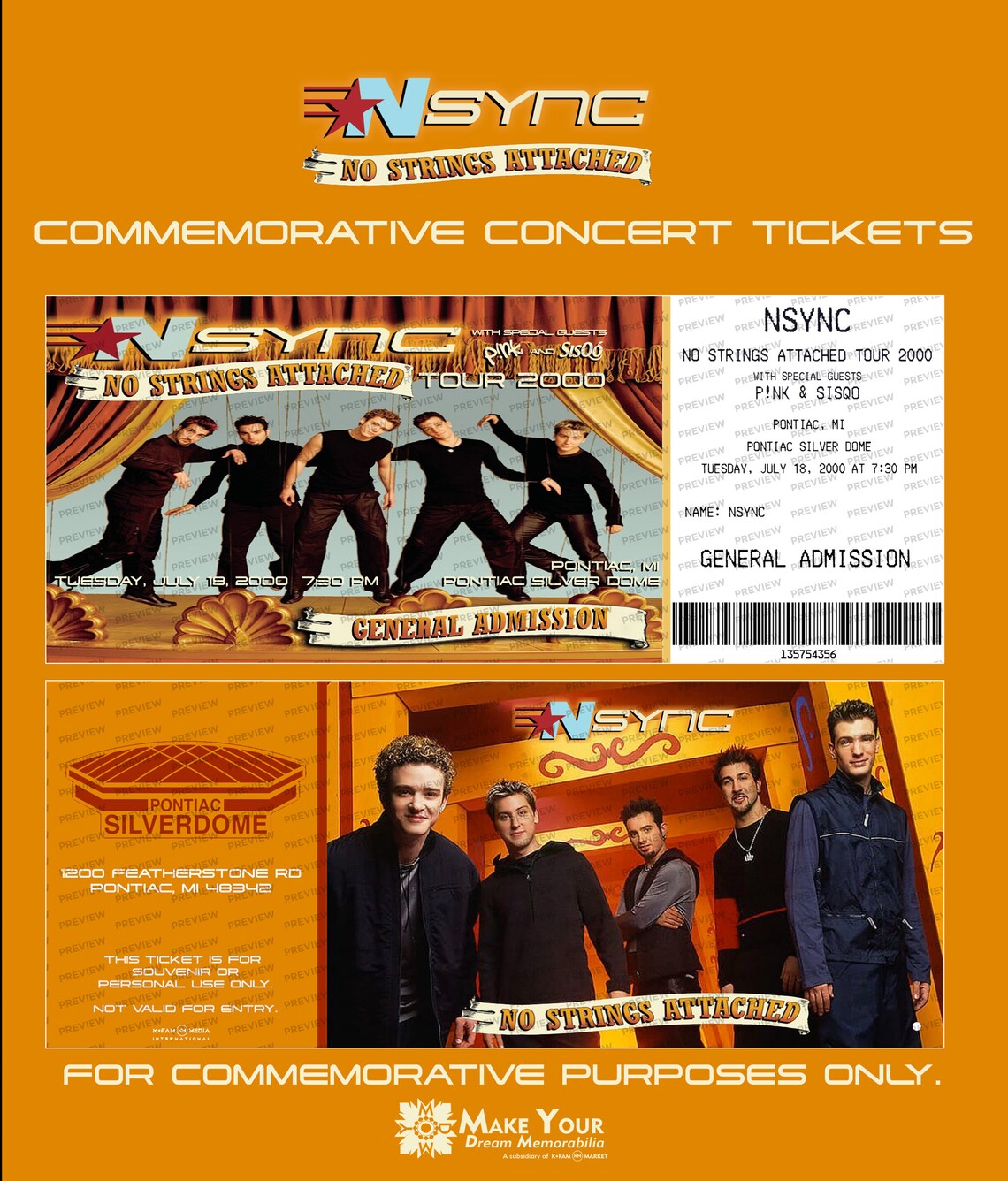 NSYNC No Strings Attached 2000 Tour Commemorative Concert Etsy
