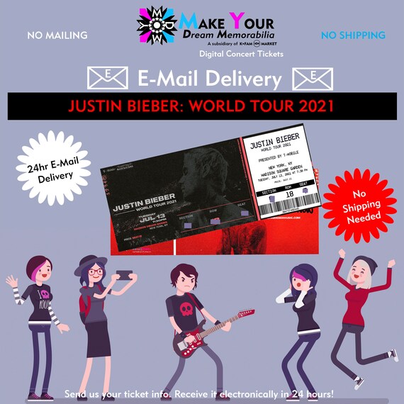 Justin Bieber World Tour 2021 Commemorative Concert Tickets Etsy