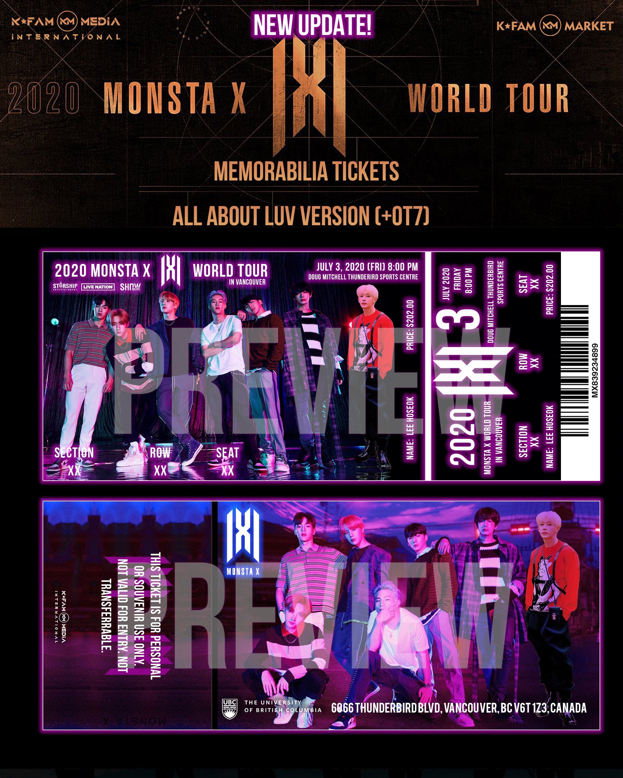 MONSTA X 2021 WORLD TOUR Memorabilia Concert Tickets Etsy