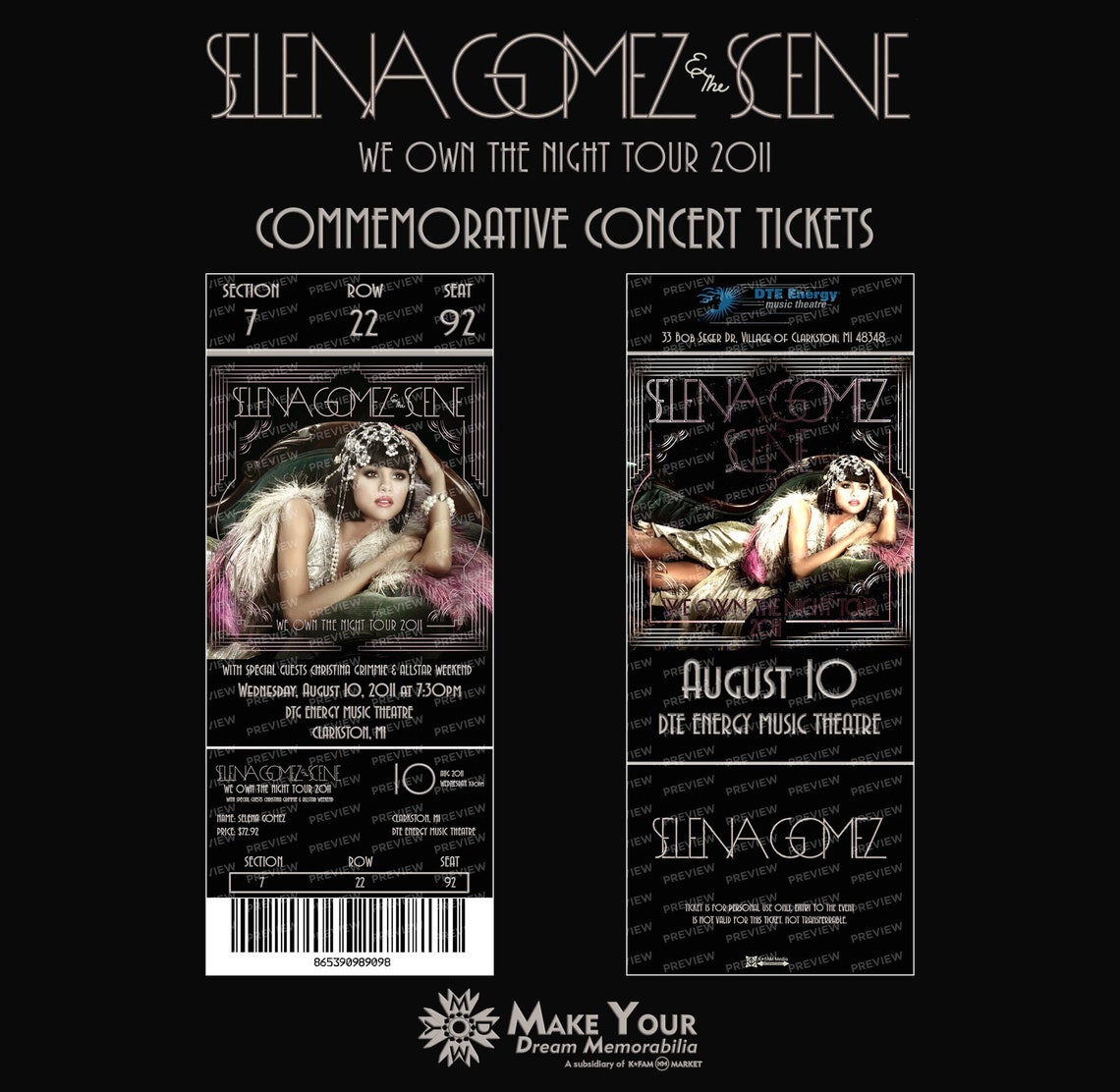 Selena Gomez Commemorative Concert Tickets Series Etsy