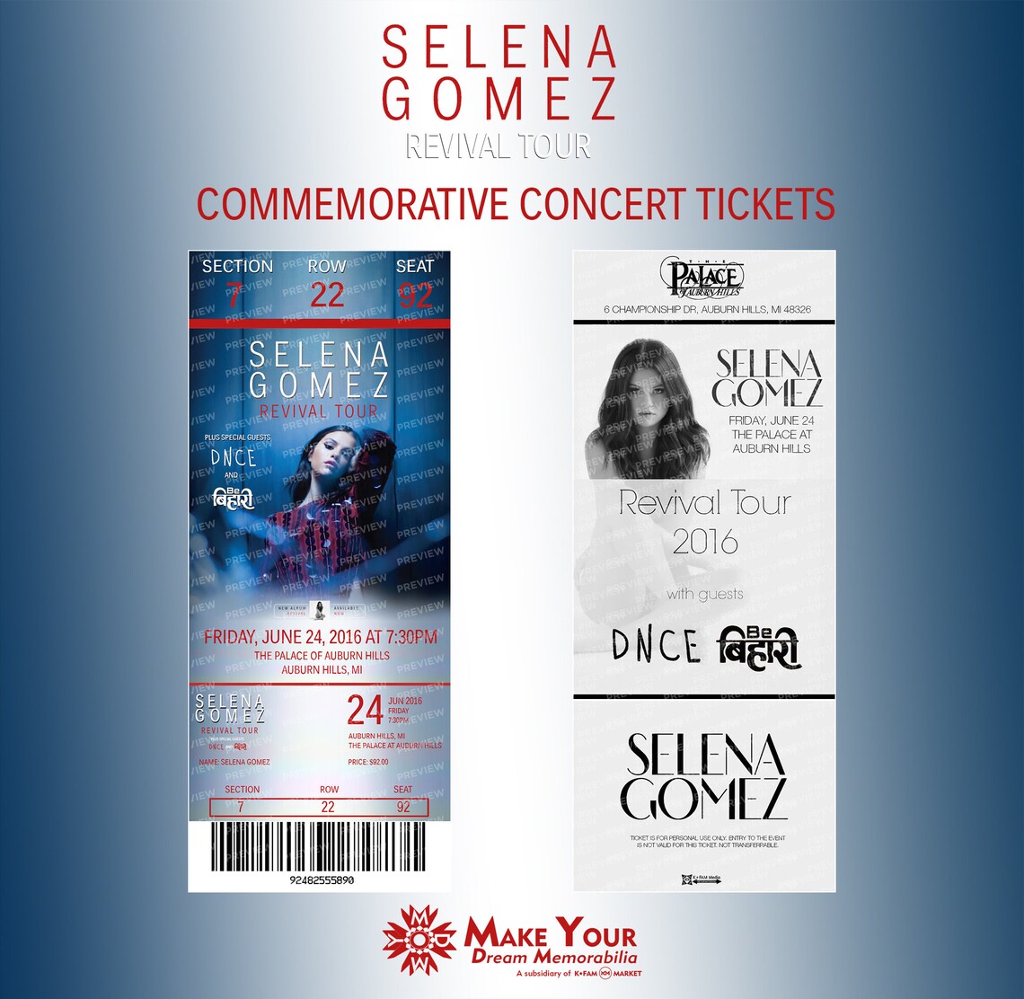 Selena Gomez Commemorative Concert Tickets Series Etsy
