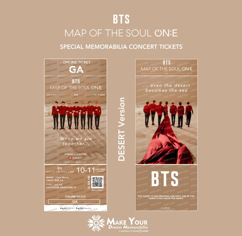 Updated! Map of the Soul ONE Online Memorabilia Tickets