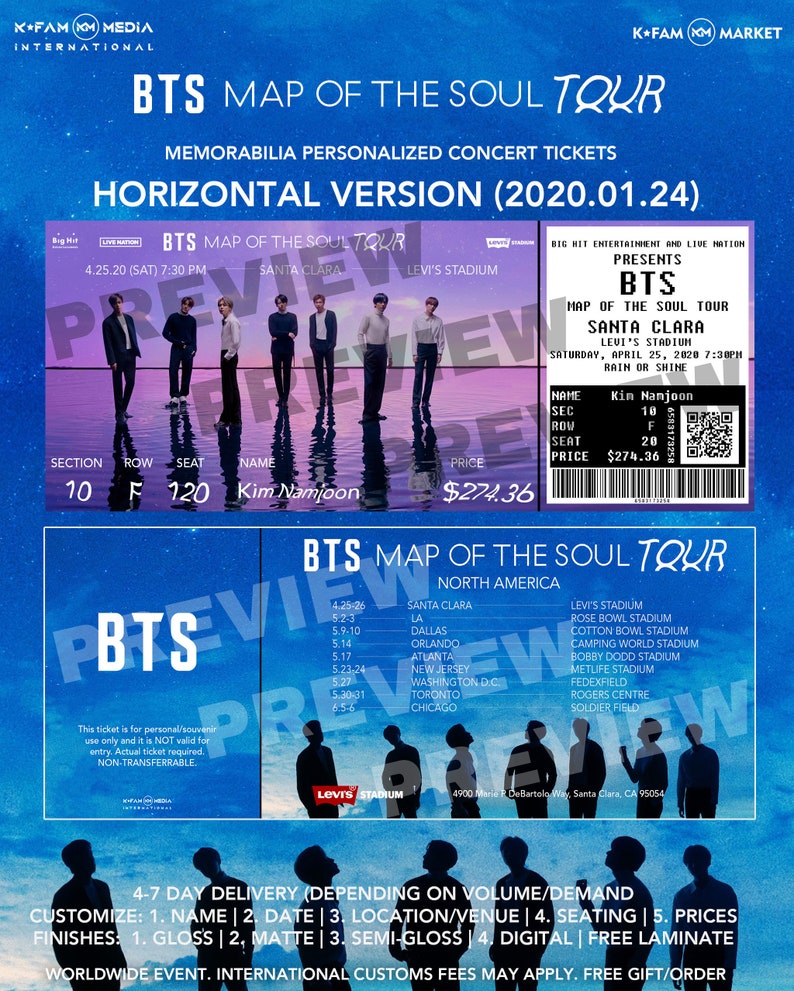 POSTPONED BTS Map of the Soul Tour Memorabilia Concert Etsy