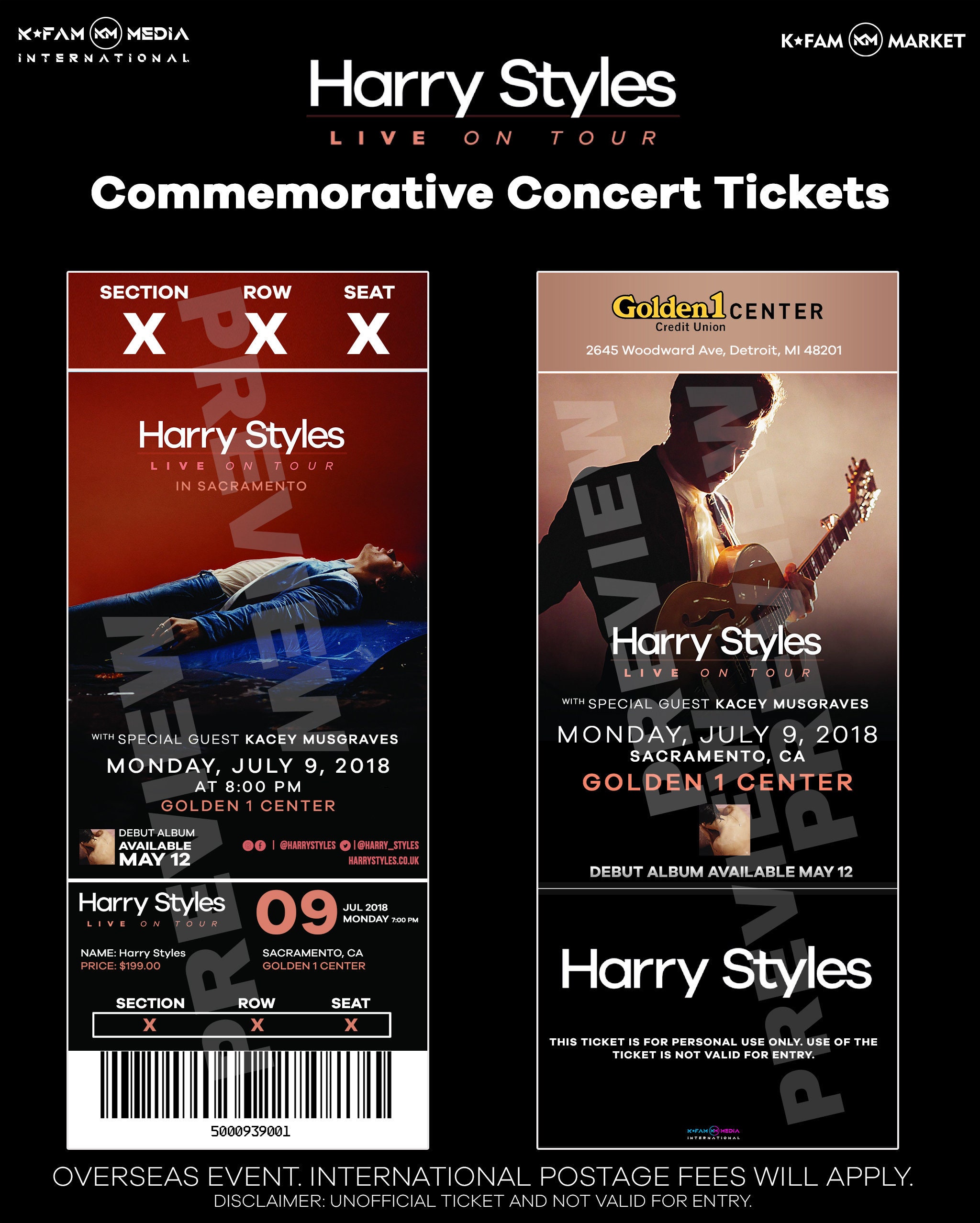 Harry Styles LIVE ON TOUR Commemorative Concert Tickets Etsy