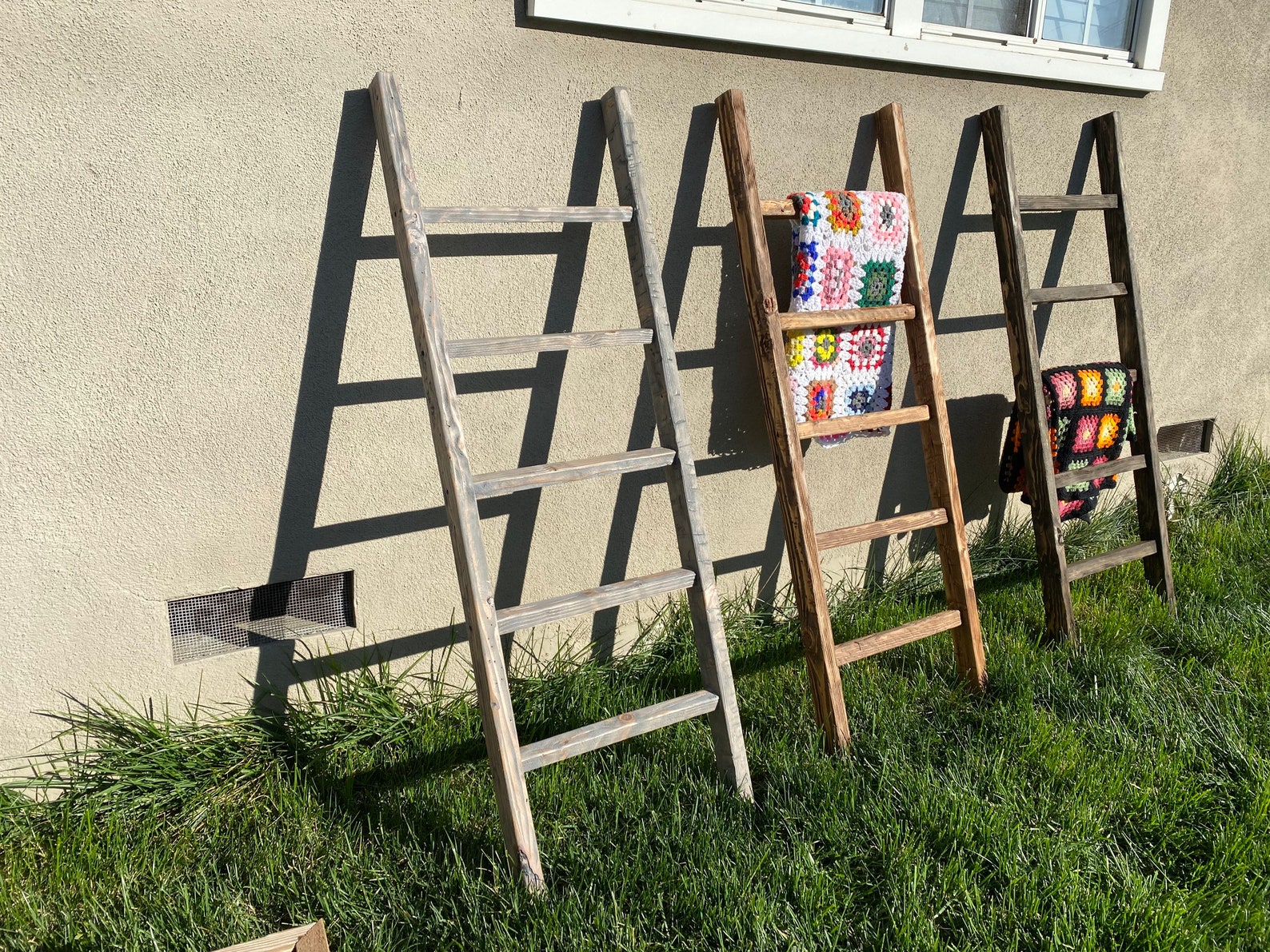 Hand Distressed Pine Blanket Ladder Classic Walnut Etsy Australia