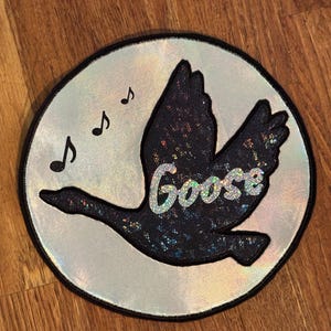Large 10" Iron-On Iridescent Goose Patch - Music Notes