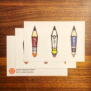 Conjunto de cartões postais "Big Pencil Rockets" da KKE PencilX