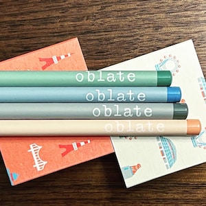 Gakken &quot;Victoria Fancy&quot; Brand Oblate HB Pencils with Painted End-Cap | Round Pastel Pencils | Gift Set | Made In Japan | Rare Pencils
