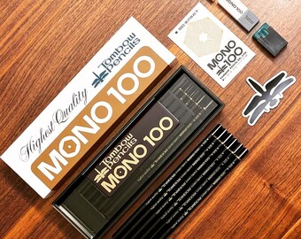 Vintage Tombow Mono 100 Pencils with Downward Facing Dragonfly, JISMark and Pencil Case | First Run Listing | Rare Set