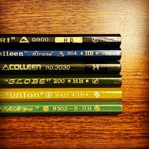 KKE Shades of Green Sampler Set #3 - Six (6) Rare Pencils by Minori, Colleen, Globe, Union and Chikyu