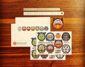 Kamikokuen &quot;Daruma 2019&quot; Sticker & Magnet Set