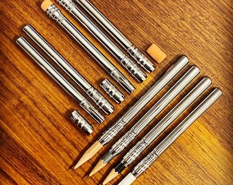 Rare Vintage Chrome Pencil Extender Holders | Two Variants | With and Without Eraser | Stationery Gift Item