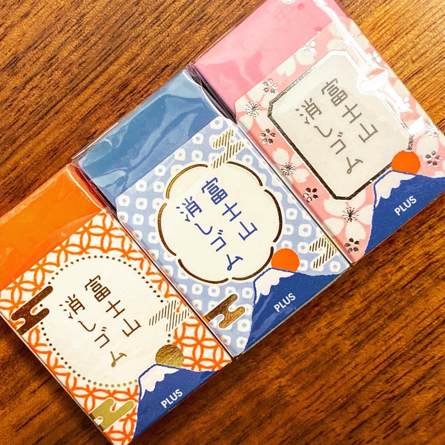 Mount Fuji Air-in Eraser Gift Sets Limited Edition Erasers PLUS Mt. Fuji  Eraser in Pink Sakura, Red and Blue and Daruma Sticker Set 