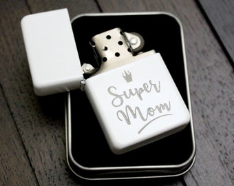 Gift for Mom, Personalized Custom Engraved Lighter, Vintage Flip Top Candle Lighter, Mom Designs, Mom Lighter, Mother's Day Gift Lighter