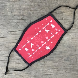 Ugly Christmas Face Mask, Reusable Cotton Face Mask With Elastic Ear Loop, Adjustable Ear Loop, Full Color Design, Decorated in USA