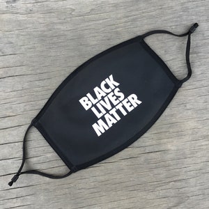 Black Lives Matter Face Mask, Reusable Cotton Face Mask With Elastic Ear Loop, Adjustable Ear Loop, Full Color Design, Decorated in USA image 1