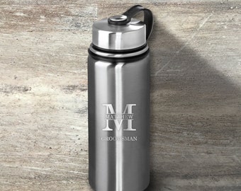 Groomsman Gift, Personalized Stainless Steel Water Bottle, 20 Ounce, Double Walled Vacuum Insulated, Wedding, Bridal Party, Bachelor Party