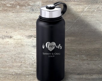 Valentine's Day Gift, Personalized Stainless Steel Water Bottle, 32 Ounce, Insulated, Gift For Her, Gift For Him, Anniversary Gifts, Couples
