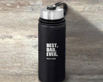 Regalo para papá, botella de agua de acero inoxidable personalizada, 20 onzas, aislado, día del padre, regalo para él, regalo de cumpleaños de papá, taza de taza de papá