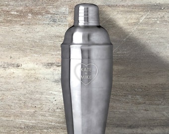 Valentine's Day Gift, Personalized Stainless Steel Cocktail Martini Shaker, 25 Ounce, Gift For Her, Gift For Him, Anniversary Gift, Couples