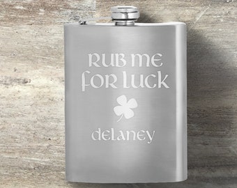 St. Patrick's Day Hip Flask, Personalized Custom Engraved Flask, 8 oz Stainless Steel Flask, Funny St. Patty's Day Flask, St. Paddy's, Irish
