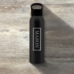Botellas de agua personalizadas con tapa abatible y pajilla, termo  deportivo personalizado de acero inoxidable grabado, monograma  personalizado