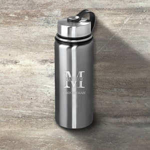 Groomsman Gift, Personalized Stainless Steel Water Bottle, 20 Ounce, Double Walled Vacuum Insulated, Wedding, Bridal Party, Bachelor Party