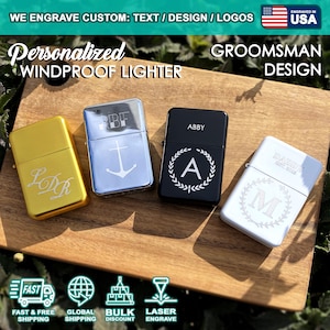 Personalized Black Engraved Lighter - custom lighter, engraved lighter, groomsmen gift, bachelor bachelorette party favor gift, gift for him