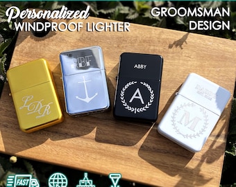 Personalized Black Engraved Lighter - custom lighter, engraved lighter, groomsmen gift, bachelor bachelorette party favor gift, gift for him