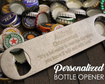Personalized Paddle Bottle Opener - engraved bottle opener, groomsmen gift, personalized bachelor party favor, pewter stainless steel
